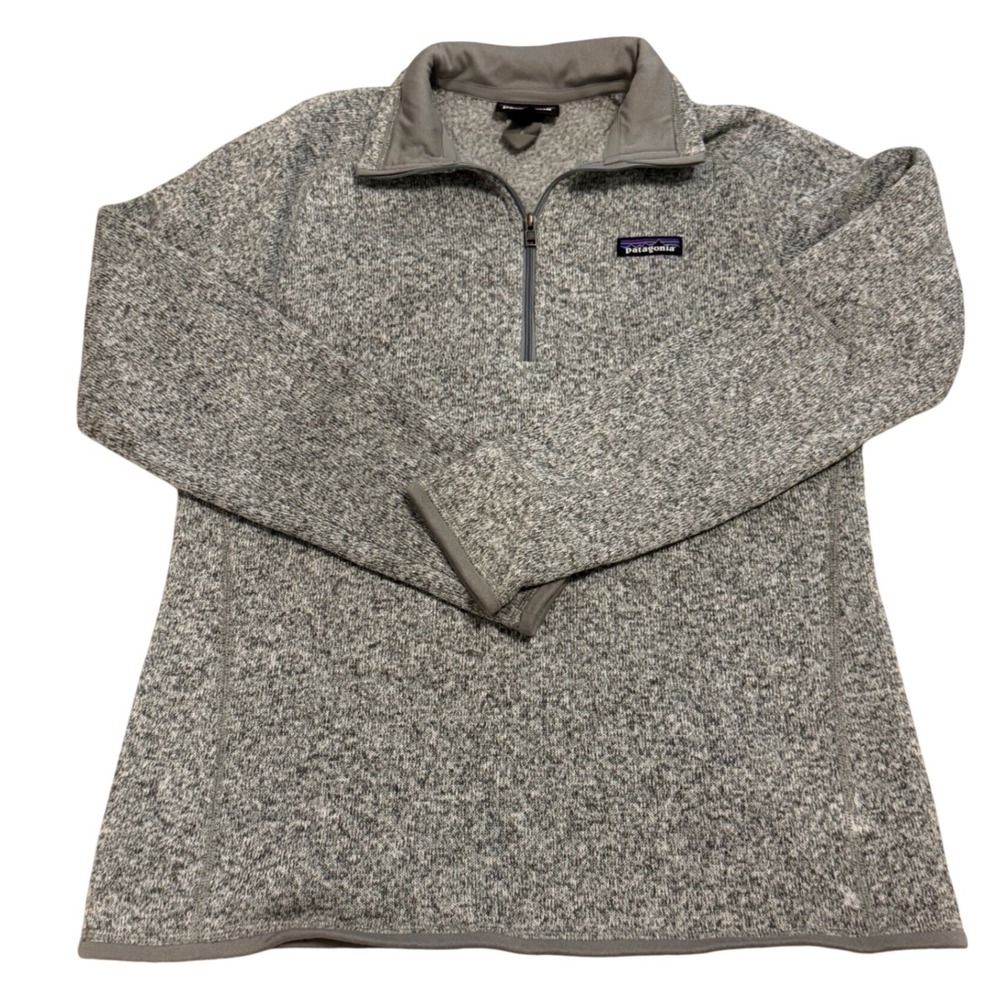 Patagonia Better Sweater Pullover Women Large Gray Excellent Zip Sleeve Pocket